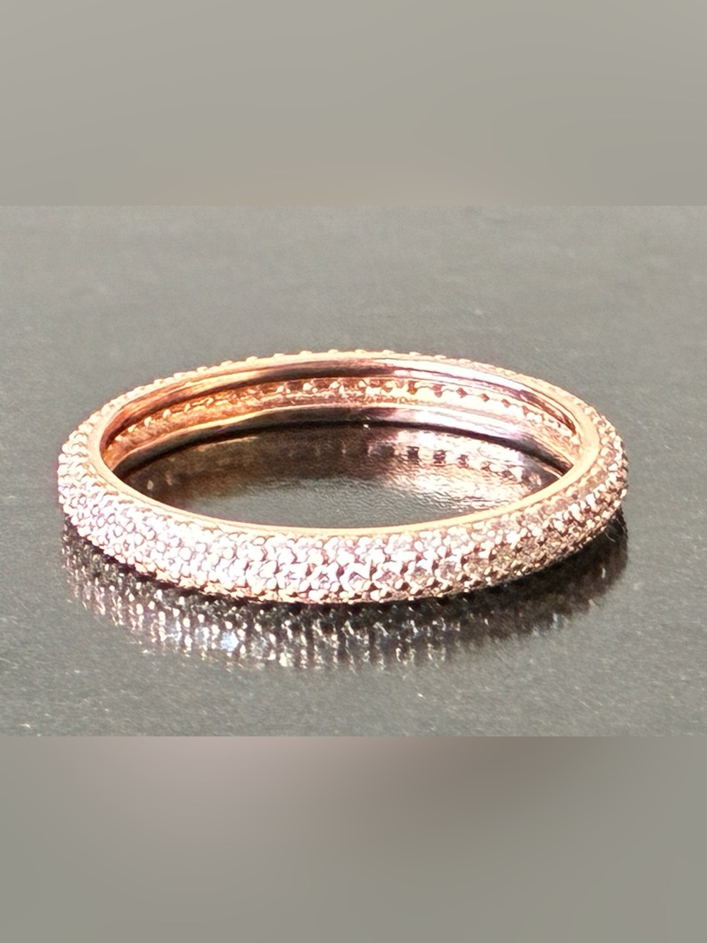 Rose Gold Pave Stacking Ring  - Sterling Silver 925 Sz 8